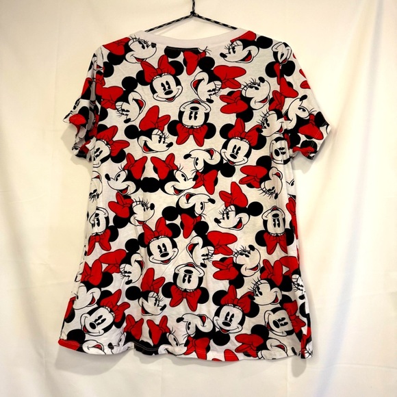 Minnie Mouse T-Shirt Faces All-Over Print Disney Women's Size Large Red White - Picture 2 of 4